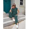 imageTanming Womens 2 Piece Outfits Sweater Set Knit Pullover Tops High Waisted Pants Sweatsuits Lounge SetDark Green