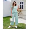 imageTanming Womens 2 Piece Outfits Sweater Set Knit Pullover Tops High Waisted Pants Sweatsuits Lounge SetGrey Green