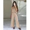imageTanming Womens 2 Piece Outfits Sweater Set Knit Pullover Tops High Waisted Pants Sweatsuits Lounge SetKhaki