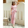 imageTanming Womens 2 Piece Outfits Sweater Set Knit Pullover Tops High Waisted Pants Sweatsuits Lounge SetPink