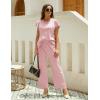 imageTanming Womens 2 Piece Outfits Sweater Set Knit Pullover Tops High Waisted Pants Sweatsuits Lounge SetPink