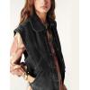 imageTanming Womens Denim Vest Cap Sleeve Casual Jean Jacket Oversized Button Down Jean WaistcoatBlack