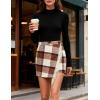 imageTanming Plaid Skirts for Women High Waist Bodycon Pencil Fringe Mini Skirts Fall Winter Wool Wrap SkirtBrown