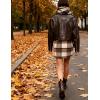 imageTanming Plaid Skirts for Women High Waist Bodycon Pencil Fringe Mini Skirts Fall Winter Wool Wrap SkirtBrown