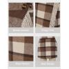 imageTanming Plaid Skirts for Women High Waist Bodycon Pencil Fringe Mini Skirts Fall Winter Wool Wrap SkirtBrown