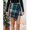 imageTanming Plaid Skirts for Women High Waist Bodycon Pencil Fringe Mini Skirts Fall Winter Wool Wrap SkirtGreen