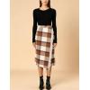 imageTanming Womens Plaid Fringed Midi Skirt A Line Warm Wool Wrap Skirt Fall Winter Tartan DressBrown