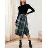 imageTanming Womens Plaid Fringed Midi Skirt A Line Warm Wool Wrap Skirt Fall Winter Tartan DressGreen