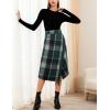imageTanming Womens Plaid Fringed Midi Skirt A Line Warm Wool Wrap Skirt Fall Winter Tartan DressGreen