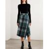 imageTanming Womens Plaid Fringed Midi Skirt A Line Warm Wool Wrap Skirt Fall Winter Tartan DressGreen