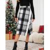 imageTanming Womens Plaid Fringed Midi Skirt A Line Warm Wool Wrap Skirt Fall Winter Tartan DressGrey