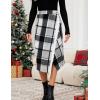 imageTanming Womens Plaid Fringed Midi Skirt A Line Warm Wool Wrap Skirt Fall Winter Tartan DressGrey