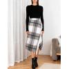 imageTanming Womens Plaid Fringed Midi Skirt A Line Warm Wool Wrap Skirt Fall Winter Tartan DressLight Grey
