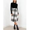imageTanming Womens Plaid Fringed Midi Skirt A Line Warm Wool Wrap Skirt Fall Winter Tartan DressLight Grey