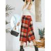 imageTanming Womens Plaid Fringed Midi Skirt A Line Warm Wool Wrap Skirt Fall Winter Tartan DressOrange