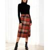 imageTanming Womens Plaid Fringed Midi Skirt A Line Warm Wool Wrap Skirt Fall Winter Tartan DressOrange