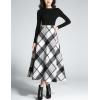 imageTanming Womens Winter Warm Elastic Waist Wool Plaid ALine Pleated Long SkirtPlaid Grey