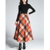 imageTanming Womens Winter Warm Elastic Waist Wool Plaid ALine Pleated Long SkirtPlaid Orange