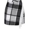 imageTanming Plaid Skirts for Women High Waist Bodycon Pencil Fringe Mini Skirts Fall Winter Wool Wrap SkirtGrey