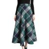 imageTanming Womens Winter Warm Elastic Waist Wool Plaid ALine Pleated Long SkirtPlaid Green