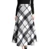 imageTanming Womens Winter Warm Elastic Waist Wool Plaid ALine Pleated Long SkirtPlaid Grey