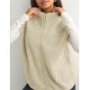 imageTanming Womens Fuzzy Sherpa Fleece Vest Lightweight Cozy Sleeveless Gilet Zip Up Jacket with PocketsBeige