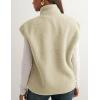 imageTanming Womens Fuzzy Sherpa Fleece Vest Lightweight Cozy Sleeveless Gilet Zip Up Jacket with PocketsBeige