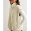 imageTanming Womens Fuzzy Sherpa Fleece Vest Lightweight Cozy Sleeveless Gilet Zip Up Jacket with PocketsBeige