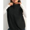 imageTanming Womens Fuzzy Sherpa Fleece Vest Lightweight Cozy Sleeveless Gilet Zip Up Jacket with PocketsBlack