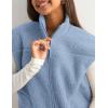 imageTanming Womens Fuzzy Sherpa Fleece Vest Lightweight Cozy Sleeveless Gilet Zip Up Jacket with PocketsBlue