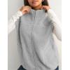imageTanming Womens Fuzzy Sherpa Fleece Vest Lightweight Cozy Sleeveless Gilet Zip Up Jacket with PocketsGrey