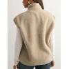 imageTanming Womens Fuzzy Sherpa Fleece Vest Lightweight Cozy Sleeveless Gilet Zip Up Jacket with PocketsKhaki