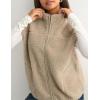 imageTanming Womens Fuzzy Sherpa Fleece Vest Lightweight Cozy Sleeveless Gilet Zip Up Jacket with PocketsKhaki