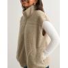 imageTanming Womens Fuzzy Sherpa Fleece Vest Lightweight Cozy Sleeveless Gilet Zip Up Jacket with PocketsKhaki