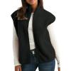 imageTanming Womens Fuzzy Sherpa Fleece Vest Lightweight Cozy Sleeveless Gilet Zip Up Jacket with PocketsBlack