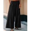 imageTanming Womens Wide Leg Pants Casual Elastic High Waisted Palazzo Pant Loose Cotton Sweatpants with PocketsBlack