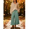 imageTanming Womens Wide Leg Pants Casual Elastic High Waisted Palazzo Pant Loose Cotton Sweatpants with PocketsGreen