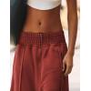 imageTanming Womens Wide Leg Pants Casual Elastic High Waisted Palazzo Pant Loose Cotton Sweatpants with PocketsRust