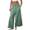 imageTanming Womens Wide Leg Pants Casual Elastic High Waisted Palazzo Pant Loose Cotton Sweatpants with PocketsGreen