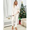 imageTanming Womens Fluffy Pajamas Set Fleece Pullover Pants Plush Loungewear SleepwearBeige