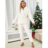 imageTanming Womens Fluffy Pajamas Set Fleece Pullover Pants Plush Loungewear SleepwearBeige