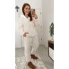 imageTanming Womens Fluffy Pajamas Set Fleece Pullover Pants Plush Loungewear SleepwearBeige