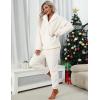 imageTanming Womens Fluffy Pajamas Set Fleece Pullover Pants Plush Loungewear SleepwearBeige