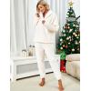 imageTanming Womens Fluffy Pajamas Set Fleece Pullover Pants Plush Loungewear SleepwearBeige