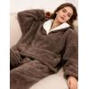 imageTanming Womens Fluffy Pajamas Set Fleece Pullover Pants Plush Loungewear SleepwearBrown