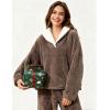 imageTanming Womens Fluffy Pajamas Set Fleece Pullover Pants Plush Loungewear SleepwearBrown