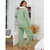 imageTanming Womens Fluffy Pajamas Set Fleece Pullover Pants Plush Loungewear SleepwearGreen