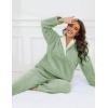imageTanming Womens Fluffy Pajamas Set Fleece Pullover Pants Plush Loungewear SleepwearGreen
