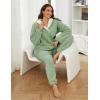 imageTanming Womens Fluffy Pajamas Set Fleece Pullover Pants Plush Loungewear SleepwearGreen