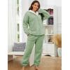 imageTanming Womens Fluffy Pajamas Set Fleece Pullover Pants Plush Loungewear SleepwearGreen